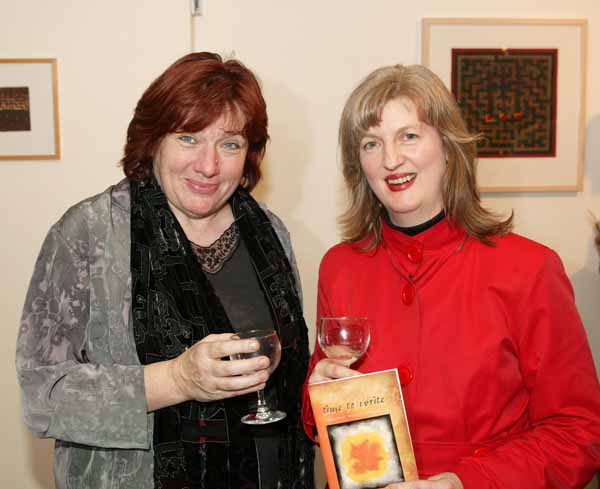 Brd Burke Tourmakeady and Sandra Claxton Carnacon pictured at the launch of time to write a collection of writings by the Linenhall Writers in The Linenhall Arts Centre, Castlebar. Photo: Michael Donnelly
