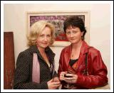 Peggy Gallagher, Louisburgh and Mary O'Donnell, Westport, pictured at the official opening "thus spoke the silent spaces" an exhibition of recent work by Tracy Sweeney Castlebar in the Linenhall Arts Centre, Castlebar. The exhibition runs until 30th October.  Photo:  Michael Donnelly