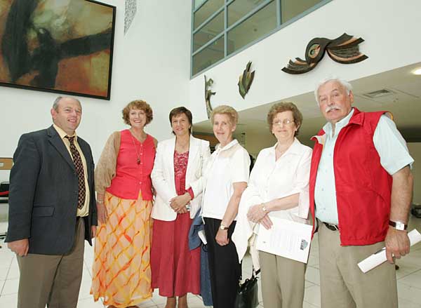 Pictured at the official opening of Exhibition by Sally McKenna at Mayo General Hospital, Castlebar from left  Cllr Patsy O'Brien,  Sally McKenna, artist, Mary Prendergest, Judy Byrne, Eileen O'Donnell, and Cllr Johny Mee. Photo Michael Donnelly