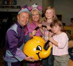 Sarah and Aoife Corbett Limerick met Space adventurers Cilla & Artie from the Singing Kettle's exciting show Blast Off at the Mayo Leisure Point Castlebar. Photo: Michael Donnelly.