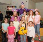 This happy group met (at the Mayo Leisure Point Castlebar) Space adventurers Cilla & Artie from the Singing Kettle's exciting show Blast Off, which  takes place in the TF Royal Theatre, Thursday 25 August at 2 pm, from left: Kelly, Bianca and Nadine Stephens, Athlone; Emma Gorton, Hounslow Middx with the Kettle; and Chloe Cunningham at back are Laura Brody,  Amy Felle, and Aoife Brody. Photo: Michael Donnelly