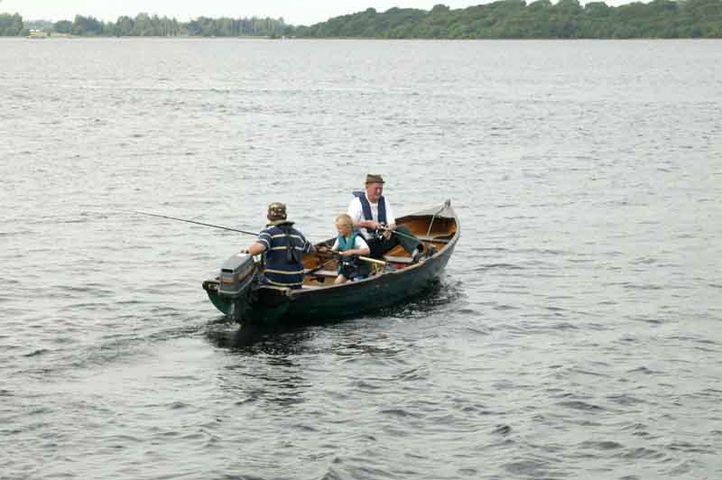 Fishing from a traditional boat on Lough Derg