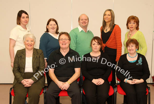 Committee of Castlebar Pantomime's Puss in Boots,  Back Row L-R Paula Murphy, Sinead Finnegan, Jason Guthrie, Karen Conway, Marion Deasy. Front Row Nan Monaghan, Des Gilsenan, Sharon Lavelle, Noelene Crowe. Photo:  Michael Donnelly
