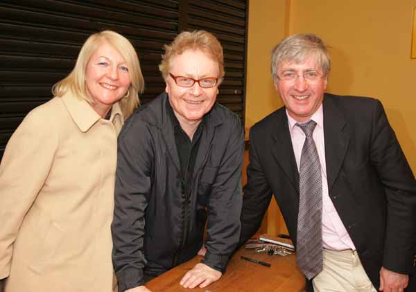 Noreen Deane Glenamaddy and her brother John Quinn Glenamaddy  pictured with Paul Brady (centre) after his concert in the new Royal Theatre Castlebar. Photo Michael Donnelly