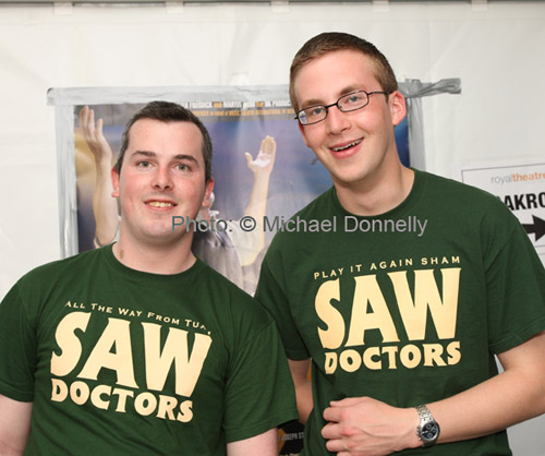 Mark Deane and John Lohan Castlebar were in the right gear at the Saw Doctors in the TF Royal Theatre Castlebar.Photo:  Michael Donnelly
