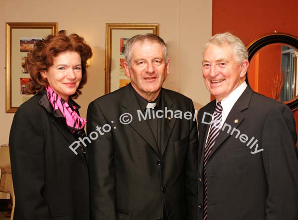 Gerardine and Terence Flanagan  Kiltimagh, pictured  with Fr Paddy Kilcoyne at the Ruby anniversary Celebrations of his Ordination in The Park Hotel, Kiltimagh. Photo:  Michael Donnelly