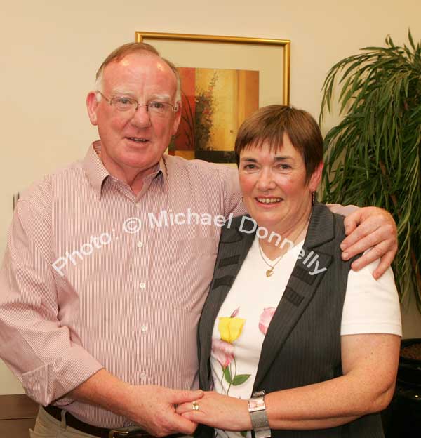 Peter and Jo Kelly, Aidan St, Kiltimagh, pictured at the Ruby anniversary Celebrations of Fr Paddy Kilcoyne's Ordination in The Park Hotel, Kiltimagh. Photo:  Michael Donnelly
