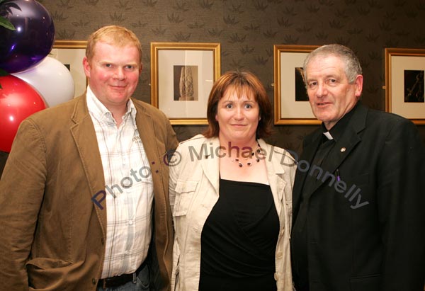 Michael and Ann Moran, Kiltimagh, pictured  with Fr Paddy Kilcoyne at the Ruby anniversary Celebrations of his Ordination in The Park Hotel, Kiltimagh. Photo:  Michael Donnelly