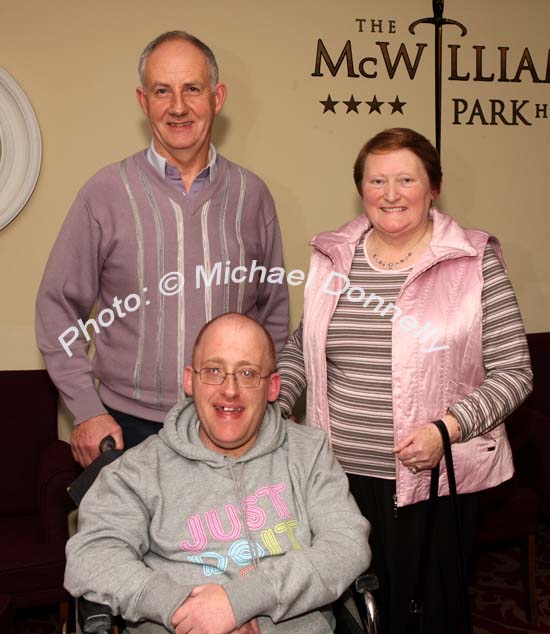 Richard, Peter and Anne Rice, Cloonmore Rosscahill, Galway pictured in the McWilliam Park Hotel, Claremorris at the "Hometown Tribute to Michael Commins  celebrating 30 years of service to the Irish showbiz scene as journalist, broadcaster and songwriter, . Photo:  Michael Donnelly
