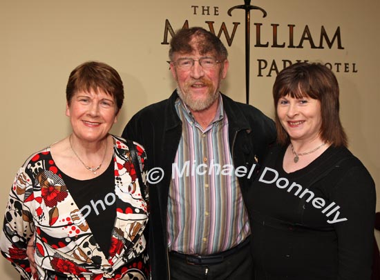 Bridie Devane Glenamaddy, Michael Howley, Dunmore and Kathleen Kearney Glenamaddy pictured in the McWilliam Park Hotel, Claremorris at the "Hometown Tribute to Michael Commins  celebrating 30 years of service to the Irish showbiz scene as journalist, broadcaster and songwriter. Photo:  Michael Donnelly

