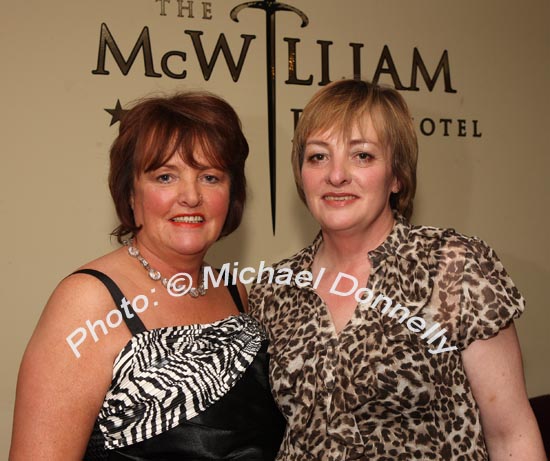 Sisters Martina O'Sullivan, Ballina / Donegal and Joan Molloy Ballina pictured in the McWilliam Park Hotel, Claremorris at the "Hometown Tribute to Michael Commins  celebrating 30 years of service to the Irish showbiz scene as journalist, broadcaster and songwriter. Photo:  Michael Donnelly

