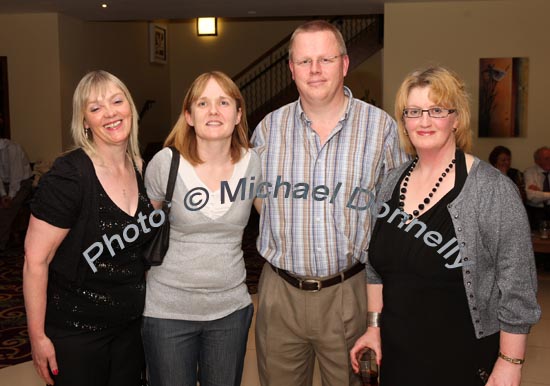 Pictured at "Big Tom" in the McWilliam Park Hotel, Claremorris at the "Hometown Tribute to Michael Commins  celebrating 30 years of service to the Irish showbiz scene as journalist, broadcaster and songwriter, from left: Bernie Curley, Glenamoy / London; Teresa and Seamus Curley, Ballaghaderreen, and Rose McHale Claremorris. Photo:  Michael Donnelly