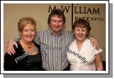 Dolores Hoare, Luton / Sligo and Nora Neary, Cricklewood, London and Burren Castlebar  pictured with Michael Commins in the McWilliam Park Hotel, Claremorris at the "Hometown Tribute to Michael Commins  celebrating 30 years of service to the Irish showbiz scene as journalist, broadcaster and songwriter. Photo:  Michael Donnelly