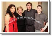 Pictured in the McWilliam Park Hotel, Claremorris at the "Hometown Tribute to Michael Commins  celebrating 30 years of service to the Irish showbiz scene as journalist, broadcaster and songwriter, from left: Caroline Eaton, Knock, Maureen Walsh, Kiltimagh; John and Eric Eaton, Knock.Photo:  Michael Donnelly