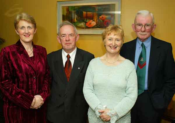 Mary King, Ballyheane/ Dublin; TJ and Nancy Smyth, Straide and George Henry Kilmovee pictured at Muintir Maigh Eo Gallimh 35th Annual dinner Dance in the Sacre Coeur Hotel Salthill Galway. Photo Michael Donnelly
