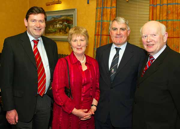 Michael Marren, Claremorris, Fidelma Begley  and Michael Begley (former Mayo Footballer) and John Walkin Ballina pictured at Muintir Maigh Eo Gallimh 35th Annual dinner Dance in the Sacre Coeur Hotel Salthill Galway. Photo Michael Donnelly