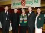 Cllr. John Cribbin, Mayo Co Co; Dr Michael Neary Archbishop of Tuam,  Maureen Egan Langan Chairperson Muintir Maigh Eo Gallimh; Mayoman of the Year, Dr Nollaig OMuraile, and Loretta Walsh, President, pictured at Muintir Maigh Eo Gallimh 35th Annual dinner Dance in the Sacre Coeur Hotel Salthill Galway. Photo Michael Donnelly