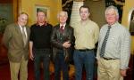 Pictured at Muintir Maigh Eo Gallimh 35th Annual dinner Dance in the Sacre Coeur Hotel Salthill Galway from left: Frank Henry, Charlestown, John McLoughlin, Newport; Paddy Moore, Newport, John Clarke, Ballina and Gerry Horan Bohola. Photo Michael Donnelly
 
