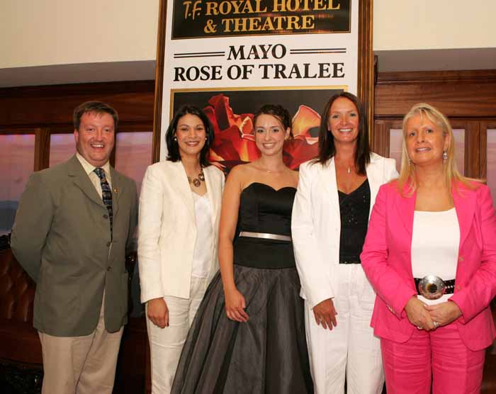 Pictured at a farewell reception for the Mayo contestant in the Rose of TraleeAoibhinn N Shilleabhin  in the TF Royal Hotel and Theatre Castlebar from left Colm Croffy Regional Co-ordinator Rose of Tralee, Mindy O'Sullivan Flannelly (former Rose of Tralee);  Mayo Rose of Tralee Aoibhinn N Shilleabhin; Marita Staunton, former Rose of Tralee; and Mary Jennings Chairperson Mayo  Rose of Tralee committee. Photo: Michael Donnelly.