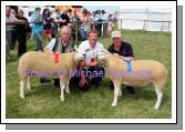 Padraic Niland, Ardrahan Co Galway (on right), won 1st and 2nd for Pedigree Texel Ewe Shearling, or upwards at Roundfort Agricultural Show, included in photo from left: Aidan Fahy Ardrahan and John Donoghue (Judge) Kilkenny. Photo Michael Donnelly