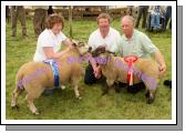 Aidan Fahy Ardrahan (right) won the Champion and Reserve Commercial Sheep at Roundfort Agricultural Show pictured with Judge John Donoghue (Kilkenny) and Margaret Niland Ardrahan Co Galway.Photo Michael Donnelly