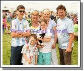 Pictured as they await a class at Roundfort Agricultural Show, from left: Alex Lowry, Karen Lowry, Mairead Coleman and Seamus Byrne; at front are Mark Byrne and Rebecca Byrne holding a minature Jack Russell. Photo:  Michael Donnelly