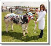 Clare O'Brien, Burnfoot Co Donegal with prizewinning  Belgian Blue Bull Calf at Roundfort Agricultural Show, Co Mayo. Photo:  Michael Donnelly