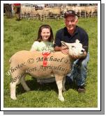 Laura and Michael  Murphy, Cummer, Tuam pictured with their prizewinning Pedigree Texel Shearling Ewe at Roundfort Agricultural Show. Photo:  Michael Donnelly
