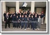 Cllr Brendan Henaghan, Mayor of Castlebar  greets the St Josephs team as they get off the coach at the Court House Castlebar after winning the the Post Primary Schools All Ireland Senior Final 2007 in Cusack Park Ennis. Photo:  Michael Donnelly