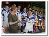 Aoife Conroy captain St Josephs Castlebar gives her victory speech after St Josephs defeated Ard Scoil na nDise Dungarvan in the Cumann Peil Gael na mBan Pat the Baker Post Primary Schools All Ireland Senior Final 2007 in Cusack Park Ennis. Photo:  Michael Donnelly
