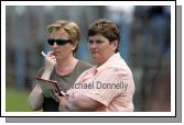 Geraldine Giles, President Cumann Peil Gael na mBan and Ita Hannon, secretary Connacht Council, watch the  Pat the Baker Post Primary Schools All Ireland Senior Final 2007 in Cusack Park Ennis. Photo:  Michael Donnelly