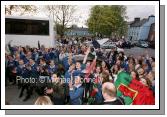 Crowds greet the St Josephs team as they get off the coach at the Court House Castlebar after winning the the Post Primary Schools All Ireland Senior Final 2007 in Cusack Park Ennis. Photo:  Michael Donnelly