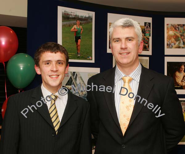 John Byrne (Athletics award winner ) pictured with his brother James Larkin at the Western People Mayo Sports Awards 2006 presentation in the TF Royal Theatre Castlebar. Photo:  Michael Donnelly