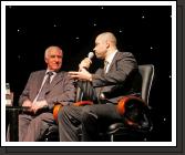 Republic of Ireland Soccer legend Paul McGrath speaking with Mick Byrne Irish team Physio at the Western People Mayo Sports Awards 2006 in the TF Royal Theatre Castlebar. Photo:  Michael Donnelly