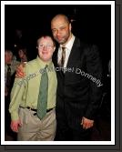 Jonathan Knight pictured with Guest of Honour Paul McGrath at the Western People Mayo Sports Awards 2006 presentation in the TF Royal Theatre Castlebar. Photo:  Michael Donnelly