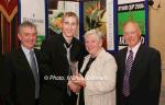 Stephen Darcy Bagenalstown  is presented with his award at the Waterford Crystal A.A.I,  Juvenile Star Awards in the Belmont Hotel, Knock by  Brenda Synott chairperson National Juvenile Committee AAI, included in photo are Patsy McGonagle Vice-president AAI and Michael Gaffney, Waterford Crystal (sponsor). Photo Michael Donnelly

