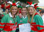 With both Clubs having the same colours it was hard to spot who was who (unless they had a Mayo Flag) in the AIB All-Ireland Club Football Championship semi-final at Pearse Stadium Salthill, Ciaran Twomey Ballina is pictured with opposing fans Gabrielle and Niamh McCarthy from Quilty. The seem to get along a lot better than some of the supporters from both clubs a bit later in the match. Photo Michael Donnelly
