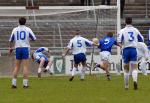 Ballina Stephenites goalkeeper deflects this shot around the post in the AIB All-Ireland Club Football Championship semi-final at Pearse Stadium Salthill. Photo Michael Donnelly