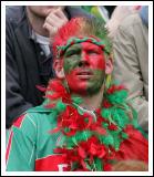Full Colour - a Mayo fan on Hill 16 at the Final of the Bank of Ireland Senior football Championship 2006 in Croke pPark. Photo:  Michael Donnelly