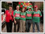 Mayo supporters in happy mood before the Final of the Bank of Ireland Senior football Championship 2006 in Croke Park, from left Maureen and P.J. Hennigan, Mary and Mickey Ruane and John Ruane, all Foxford. Photo:  Michael Donnelly.

