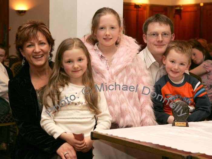 Breege Blehein-McHale pictured with her family at the Mayo News Mayo Athletic awards, in Hotel Westport from left: Aoife, Mary, Aiden and Tommy McHale. Photo:  Michael Donnelly