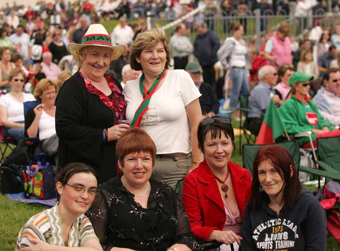 Pictured at the "Craic on the Track" at Ballinrobe Racecourse on Sunday front from left: Aisling Geery, Mary B Gallagher, Catherine McHughand Helen Murphy; At back:  Bridgie T Grealis and Patricia Gallagher, Achill.  Photo: Michael Donnelly.