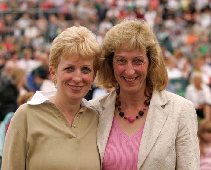 Twin sisters Patricia and Carmel Creaven, Galway pictured at the "Craic on the Track" at Ballinrobe Racecourse on Sunday.  Photo: Michael Donnelly.