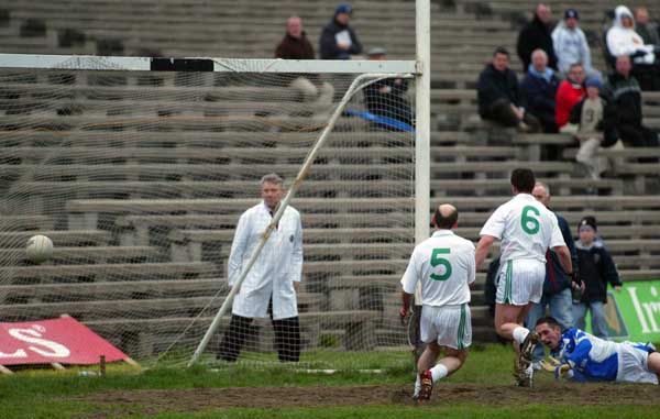 Declan Jennings punches to the back of the net