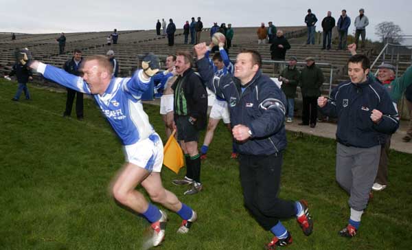 Breaffy celebrate at the final whistle in the Breaffy House and Spa  County Intermediate Football Championship Final in McHale Park Castlebar. Photo: Michael Donnelly
