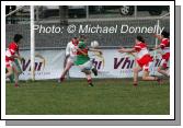 Maria Staunton fires this shot over the bar at the Vhi Healthcare All-Ireland Ladies Senior Club Championship Final, Donaghmoyne v Carnacon, Pairc Na nGael, Dromard, Co Longford. Photo:  Michael Donnelly