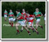 Martha Carter sets up another attack in the Vhi Healthcare All-Ireland Ladies Senior Club Championship Final, Carnacon v Donaghmoyne, Pairc Na nGael, Dromard, Co Longford. Photo:  Michael Donnelly