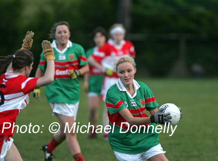 Aoife Loftus, Carnacon in action at the Vhi Healthcare All-Ireland Ladies Senior Club Championship Final,  Carnacon v Donaghmoyne, Pairc Na nGael, Dromard, Co Longford. Photo:  Michael Donnelly
