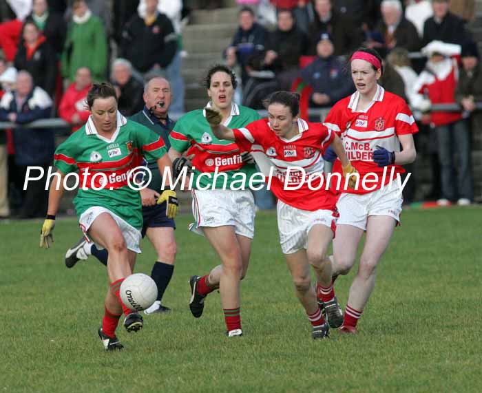 in action at the VHI Healthcare All Ireland Ladies Club Championship Senior Final 2006 at Dromard Co Longford. Photo:  Michael Donnelly