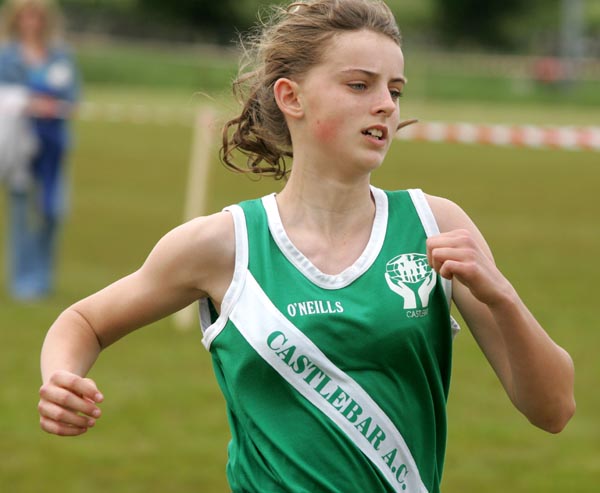 Rebecca Conway, Castlebar AC  in action in 1500m at Ballyheane Derrywash Islandeady Community Games Sports, in Cloondesh. Photo Michael Donnelly